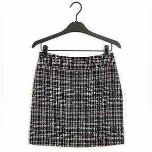 Style & Co. Women's Size 8 Plaid Tweed Pink/Black Lined Skirt Side Zip Close